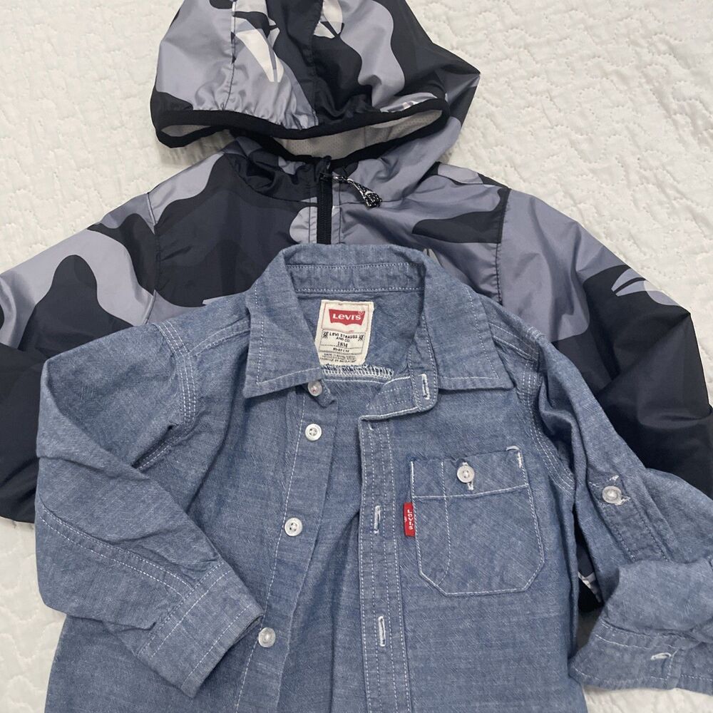 Levi's Boys Toddler Chambray Button Down Shirt Denim 18M Hoodie Reebok Fall